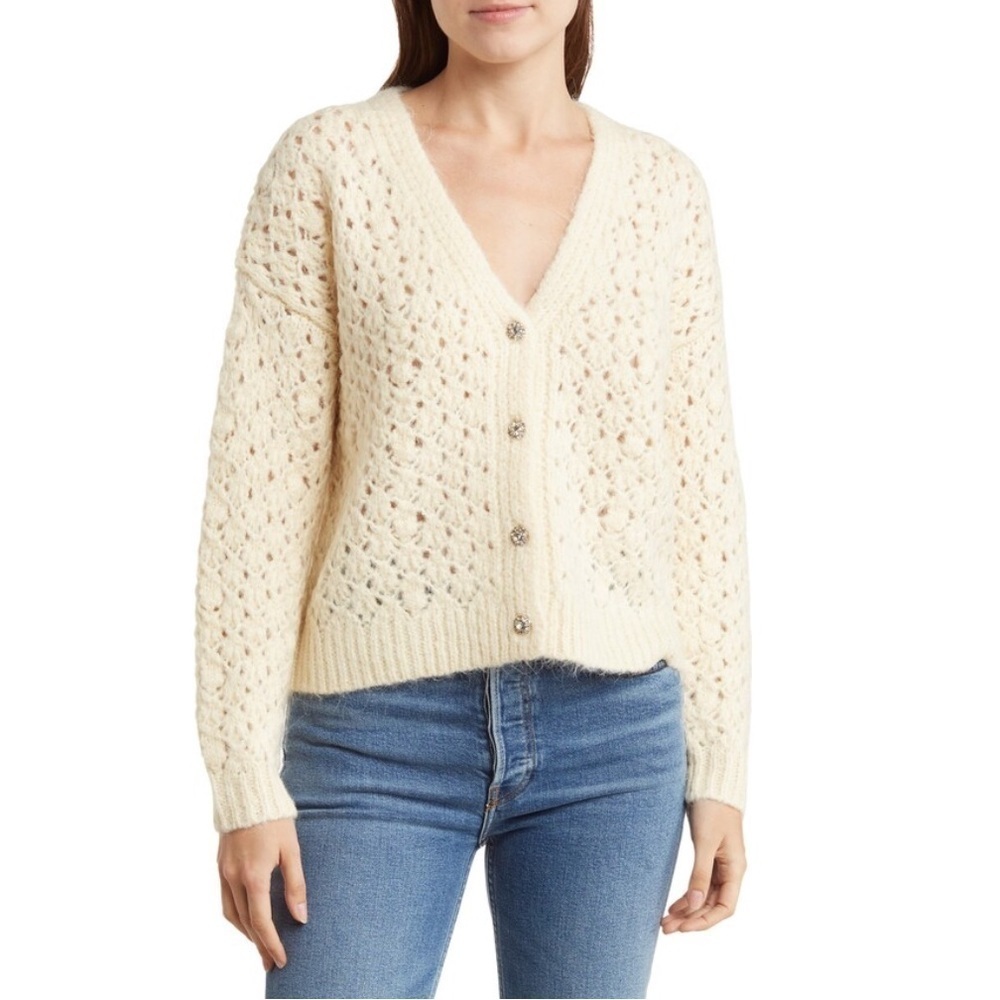 NWT INDUSTRY REPUBLIC V-Neck Button Front Knit Cardigan size Medium - Picture 2 of 6